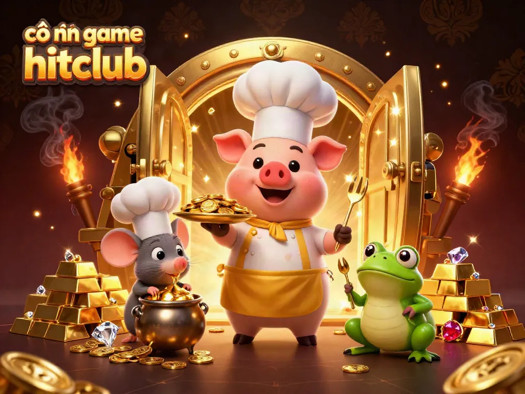 Experience the thrill at cổng game hitclub with vibrant visuals of golden treasures and dynamic characters.