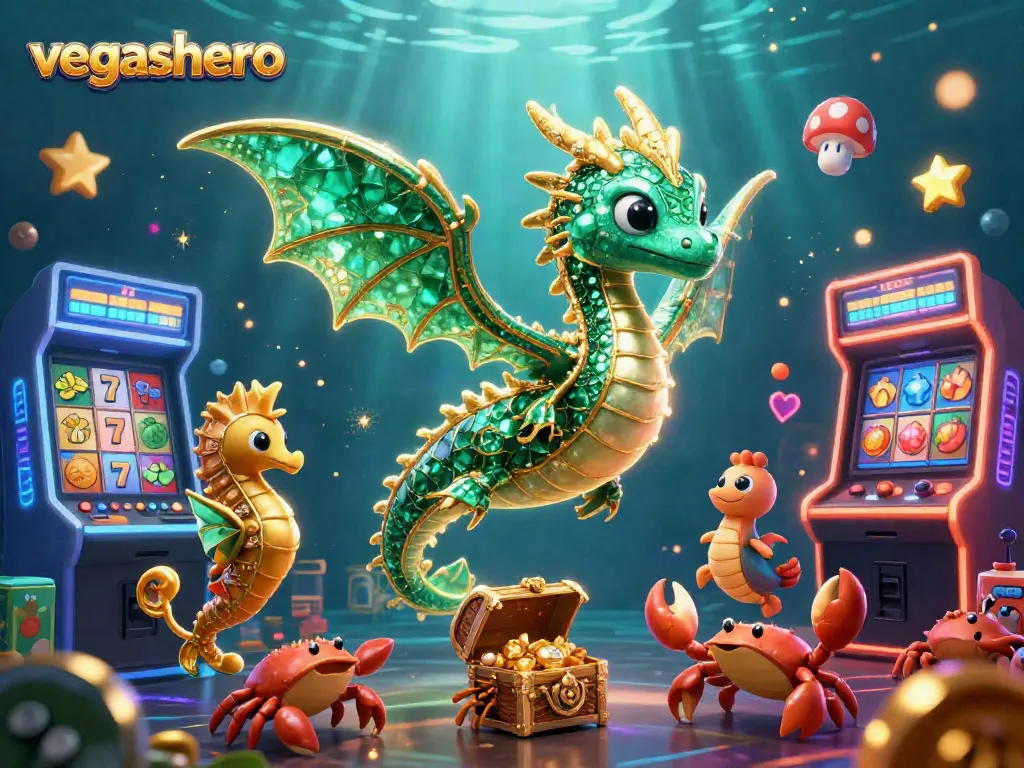 Join the adventure at vegashero with a vibrant underwater casino scene filled with slot machines.