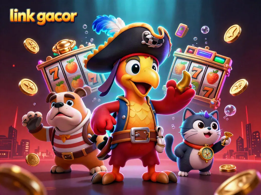 Engage with exciting link gacor slots featuring vibrant slot reels, gold coins, and dynamic casino elements.