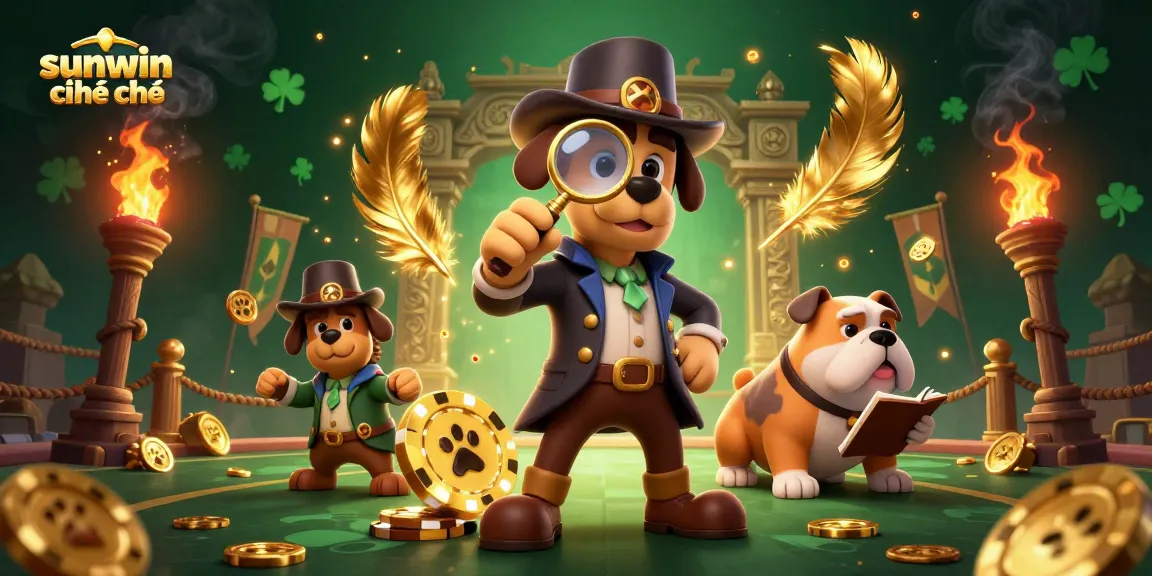Engage with sunwin chính chủ through a thrilling 3D detective casino scene featuring clues to treasure and exciting game elements.