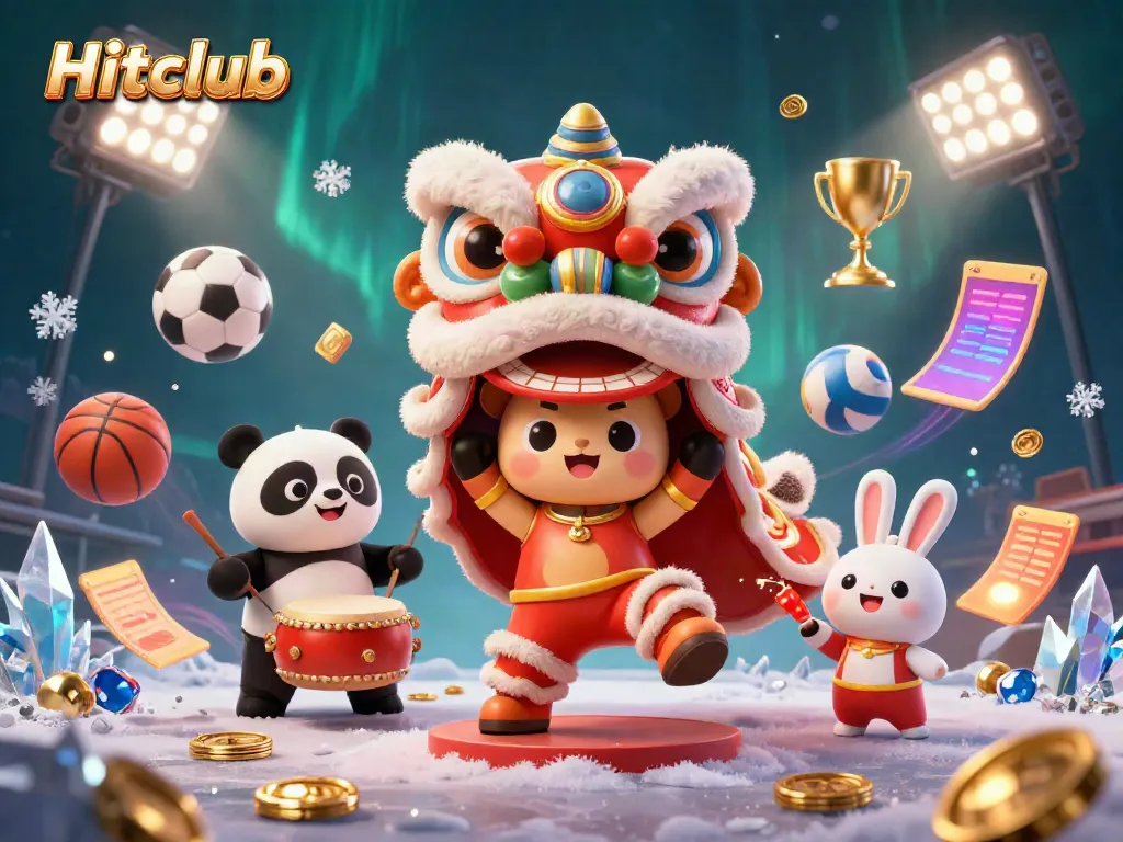 Enjoy thrilling gaming experiences at Hitclub with festive lion dance and dynamic sports elements.